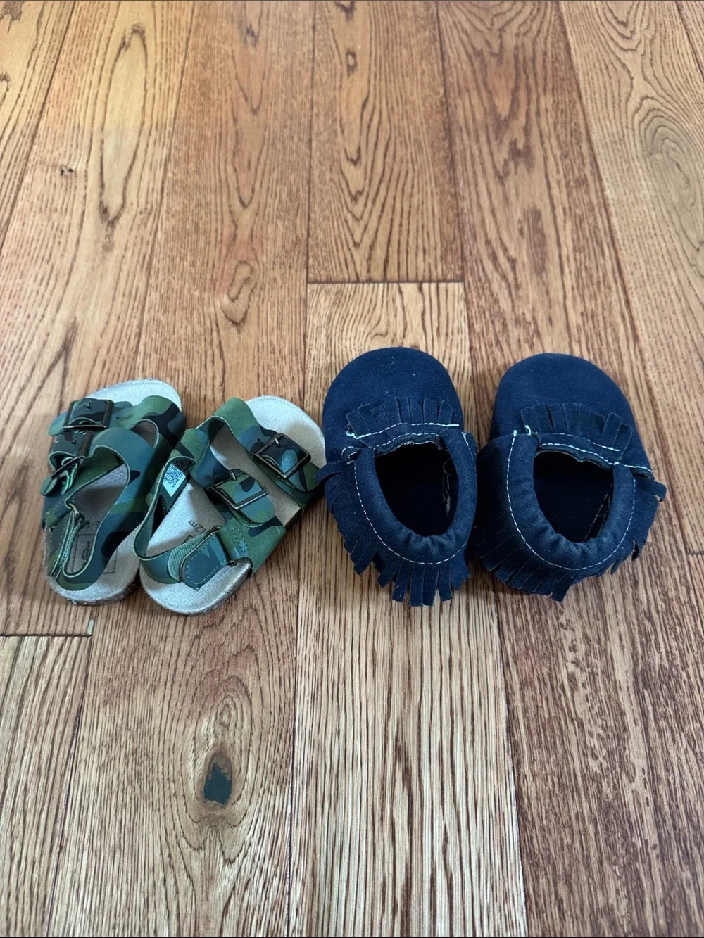 2 pairs of Baby boy shoes Kids Navy Moccasin Slip-On Shoes and sandal shoes
